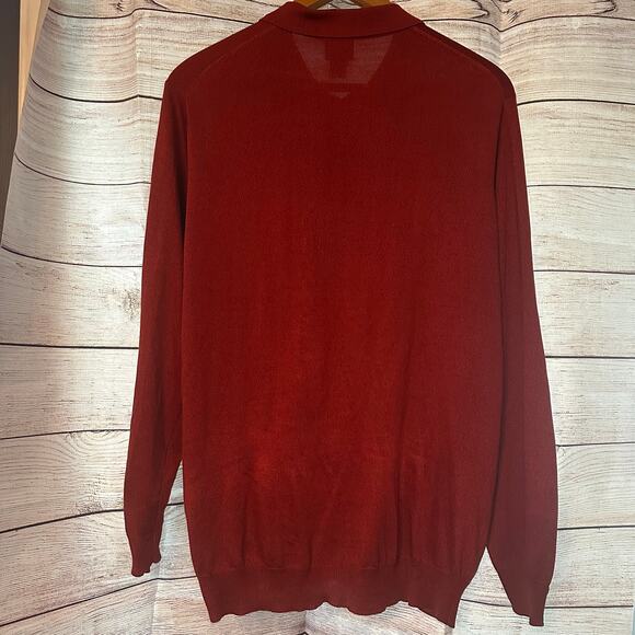 Mens Jos A Bank Signature Collection Rust Sienna Silk Collared Sweater XL - Picture 5 of 9